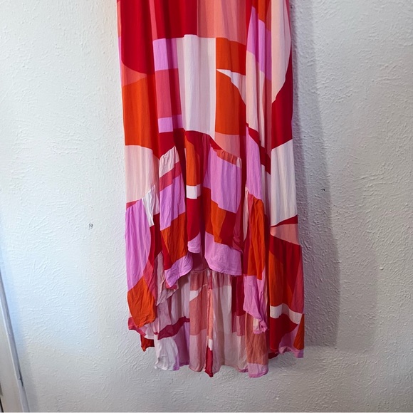 Abel the Label orange geo print high low dress - Picture 4 of 9